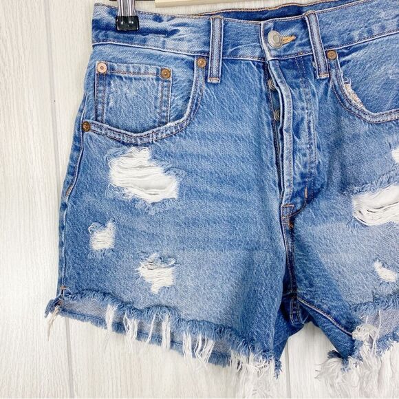 Aeropostale | Distressed 90s High Rise Cut Off Denim Shorts Size 4 - Picture 3 of 10